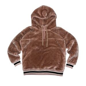 UGG Kailani Pink Crystal Sherpa Faux Fur 1/4 Zip Pullover Hoodie Size M